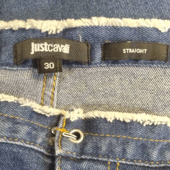 Just Cavalli New York Straight Distressed Patch Jeans Sz 30 - Picture 7 of 11